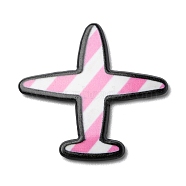 Opaque Acrylic Cabochons, Plane, Stripe Pattern, Hot Pink, 28.5x30x1.7mm(OACR-R259-01F)