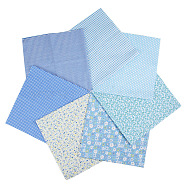 Printed Cotton Fabric, for Patchwork, Sewing Tissue to Patchwork, Quilting, Square, Light Blue, 25x25cm, 7pcs/set(PW-WG77488-08)