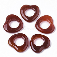 Natural Carnelian/Red Agate Pendants, Dyed, Heart, Brown, 23~24x25x5mm, Hole: 0.8mm(X-G-R473-02)