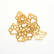 Alloy Pendants, Cadmium Free & Lead Free, Bear Paw Prints, Golden, 19x17x1.5mm, Hole: 2mm(PALLOY-CJC0003-02G)