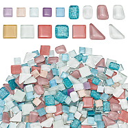Light Color Series Glass Mosaic Cabochons, Rectangle/Tiangle/Square, Mixed Color, 10~16x10~23x4~5mm, 200g/bag(GLAA-WH0032-10B)