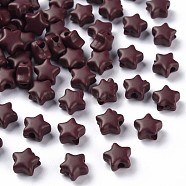 Spray Painted Acrylic Beads, Star, Dark Red, 8.5x9.5x5mm, Hole: 2mm, about 2050pcs/500g(MACR-S373-45-O02)