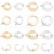 16Pcs 4 Style 201 Stainless Steel Huggie Hoop Earrings Findings, with Vertical Loop and 316 Surgical Stainless Steel Earring Pins, Ring, Golden & Stainless Steel Color, 12~15x11~13x3~4mm, Hole: 1.4~1.8mm, Pin: 1mm, 4Pcs/style(STAS-AR0001-36)