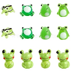 12Pcs 6 Styles Handmade Lampwork Beads, Frog, Mixed Color, 13~22.4x14~20.5x8~16mm, Hole: 1~3mm, 2pcs/style(LAMP-SZ0001-65)