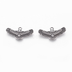 304 Stainless Steel Pendants, Eagle, Antique Silver, 13x25x2mm, Hole: 1.6mm(X-STAS-P217-03AS)
