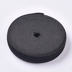 Flat Elastic Cord/Bands with Buttonhole, Webbing Garment Sewing Accessories, Black, 20mm, about 10m/roll(X-OCOR-WH0052-40A)