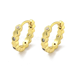 Brass Micro Pave Cubic Zirconia Hoop Earring, Real 18K Gold Plated, Round, 14x2.5mm(EJEW-C088-04F-G)