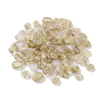 Transparent Acrylic Beads, Metal Enlaced, Mixed Shapes, Old Lace, 7.5~22.5x7.5~21x5.5~13mm, Hole: 1.2~5.5mm, about 485pcs/500g