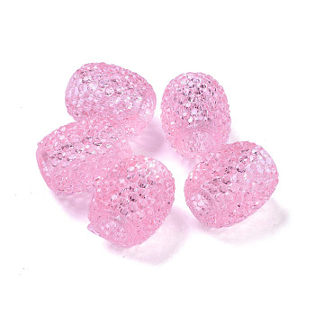 Transparent Resin European Jelly Colored Beads, Large Hole Barrel Beads, Bucket Shaped, Pearl Pink, 15x12.5mm, Hole: 5mm
