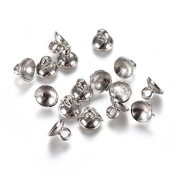 CCB Plastic Bead Cap Pendant Bails, for Globe Glass Bubble Cover Pendants, Platinum, 4.5~5x6mm, Hole: 1.6mm