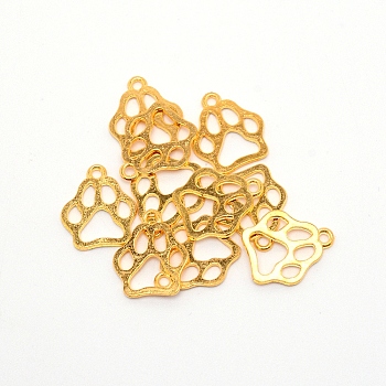 Alloy Pendants, Cadmium Free & Lead Free, Bear Paw Prints, Golden, 19x17x1.5mm, Hole: 2mm