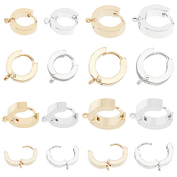 16Pcs 4 Style 201 Stainless Steel Huggie Hoop Earrings Findings, with Vertical Loop and 316 Surgical Stainless Steel Earring Pins, Ring, Golden & Stainless Steel Color, 12~15x11~13x3~4mm, Hole: 1.4~1.8mm, Pin: 1mm, 4Pcs/style
