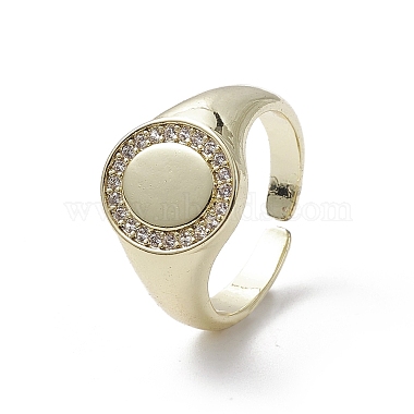 Clear Flat Round Brass+Cubic Zirconia Finger Rings