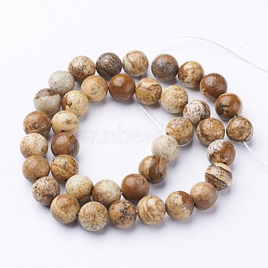 picture jasper, 4mm, round, glossy, 1 strand, 16 inches, approx. 96 be –  BeadsVenture