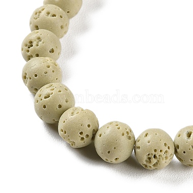 Brins de perles teintées en pierre de lave synthétique(G-H311-08B-01)-4