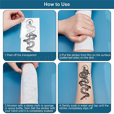 craspire 20 листы 20 стильный крутой боди-арт съемные наклейки временные татуировки со змеей(STIC-CP0001-02)-4