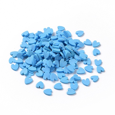 Deep Sky Blue Heart Polymer Clay Cabochons