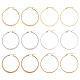 Pandahall 6 Pairs 6 Style 304 Titanium Steel Flattened Big Hoop Earrings for Women(STAS-TA0001-89)-1