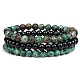 3 pcs 3 ensemble de bracelets extensibles en perles rondes de style turquoise africaine naturelle (jaspe) et agate noire(PW23030764297)-1