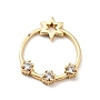 Real 18K Gold Plated Clear Flat Round Brass+Cubic Zirconia Linking Rings(ZIRC-C037-01G)