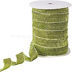 Sparkle Polyester Ribbon, Glitter Ribbon, Garment Accessories, Yellow Green, 1-1/8 inch(27mm), 50 yards/roll(OCOR-WH0082-158A-02)