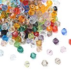 Imitation Austrian Crystal Beads, Grade AAA, K9 Glass, Faceted, Bicone, Mixed Color, 4x4mm, Hole: 0.7~0.9mm(SWAR-F022-4x4mm-M)