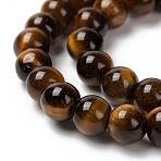 Round Tiger Eye Beads Strands, Grade AB+, Dark Goldenrod, 6mm, Hole: 1mm, about 60~64pcs/strand, 15.3inch(Z0RQT011)