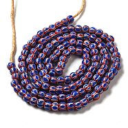 Handmade Nepalese Lampwork Beads, Drum with Eye Pattern, Royal Blue, 6~7x3.5mm, Hole: 1.8~2mm, about 129~134pcs/strand, 25.51~25.98''(64.8~66cm)(LAMP-B023-02C)