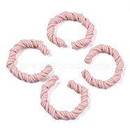 Polymer Clay Twist Rope Open Ring, for DIY Jewelry Making, Pink, 41~43x37~40x6.5~7.5mm(CLAY-N010-031-02)