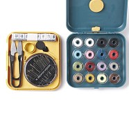 Sewing Tool Sets, Including Polyester Thread, Tape Measure, Scissor, Sewing Needle Devices Threader, Thimbles, Needles, Magnetic Plastic Box, Cadet Blue, 96x105x30mm(TOOL-F019-01C)