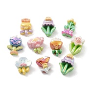 Spring Theme Opaque Resin Decoden Cabochons, AB Color, Flower Mixed Shapes, Mixed Color, 13~15.5x11~13.5x6~7.5mm(RESI-D010-06)