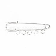 Iron Brooch Findings, 5-Holes Kilt Pins for Lapel Pins Makings, Silver, 49x16.5x4.5mm, Hole: 3.5mm(FIND-D036-04S)