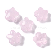 Baking Paint Glass Beads, Star, Pearl Pink, 11.5x12x6.5mm, Hole: 1.2mm(GLAA-S202-10I)