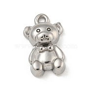 Non-Tarnish 304 Stainless Steel Pendants, Bear Charms, Stainless Steel Color, 22x13.5x6.5mm, Hole: 2mm(STAS-N103-114P)