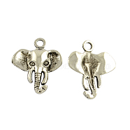 Tibetan Style Alloy Elephant Pendants, Cadmium Free & Lead Free, Antique Silver, 25x21x4mm, Hole: 2.5mm(TIBEP-1478-AS-LF)