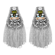 2Pcs Fashionable Tassel Epaulettes, Shoulder Badge, with Alloy Chains & Pin, Cloth Findings, Gray, 184mm(FIND-FH0008-79B)