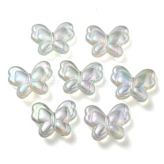 UV Plating Luminous Transparent Acrylic Beads, Glow in The Dark, Butterfly, Medium Aquamarine, 25x30x8.5mm, Hole: 2mm(OACR-P010-11E)