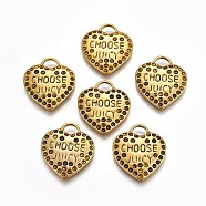 Heart Alloy Pendant Rhinestone Settings, Lead Free and Cadmium Free, Antique Golden, about 26mm long, 23mm wide, 1.5mm thick, hole: 4mm(PALLOY-ECC097Y-AG)