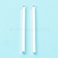 304 Stainless Steel Pendants, Bar Charm, Silver, 37.5x2x2mm, Hole: 1.8mm(STAS-P327-09E-S)