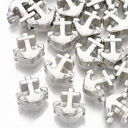 Plating ABS Plastic European Beads, Large Hole Beads, Anchor, Platinum, 13.5x12x7.5mm, Hole: 4.5mm(X-KY-T019-15)