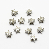 Alloy Beads, Star, Platinum, 5x6x3mm, Hole: 1.5mm(KK-K168-02P)