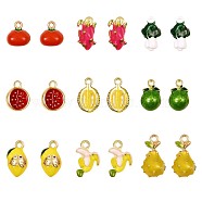 18Pcs Imitation Fruit Charm Pendant Mixed Enamel Fruits Charms Mixed Shape Pendant for Jewelry Necklace Bracelet Earring Making Crafts, Colorful, 14x9mm(JX185A)
