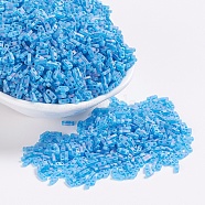 MIYUKI Quarter TILA Beads, Japanese Seed Beads, 2-Hole, (QTL149FR) Matte Transparent Capri Blue AB, 5x1.2x1.9mm, Hole: 0.8mm, about 2400pcs/50g(SEED-X0054-QTL149FR)