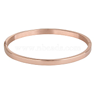 304 Stainless Steel Bangles, Rose Gold, 50x59mm, 4mm(BJEW-E277-42A-RG)