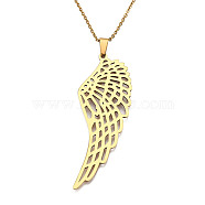 201 Stainless Steel Pendants Necklaces, with Cable Chains and Lobster Claw Clasps, Wing, Golden, 17.71 inch(45cm), 1.5mm(NJEW-S105-JN676-45-2)