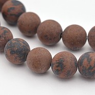 Natural Mahogany Obsidian Beads Strands, Frosted, Round, 4mm, Hole: 1mm, about 88pcs/strand, 15.3 inch(G-D656-4mm)