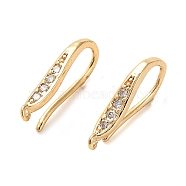 Brass Micro Pave Cubic Zirconia Earring Hooks, Ear Wire with Loops, Real 18K Gold Plated, 18 Gauge, 16x2.5mm, Hole: 0.9mm, Pin: 1mm(KK-F870-08G)
