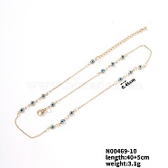 Brass Resin Evil Eye Link Lock Collarbone Necklaces, Golden, Blue, 15.75 inch(40cm)(TU6924-3)