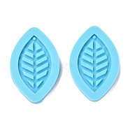 DIY Pendant Silicone Molds, Resin Casting Molds, Clay Craft Mold Tools, Leaf, Blue, 45x29.5x5mm, Hole: 1mm, Inner Diameter: 35.5x21mm, 2pcs/set(DIY-P030-01)