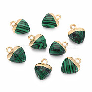 Synthetic Malachite Charms, with Light Gold Plated Iron Findings, Heart, 13.5x10.5x5~5.5mm, Hole: 1.6~1.8mm(G-N326-121-07)